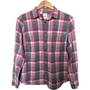 J.Crew Perfect Fit Plaid Flannel Button Down Shirt | Long Sleeve Grey Pink Small